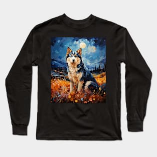 Husky art, husky lover, van gogh starry night Long Sleeve T-Shirt